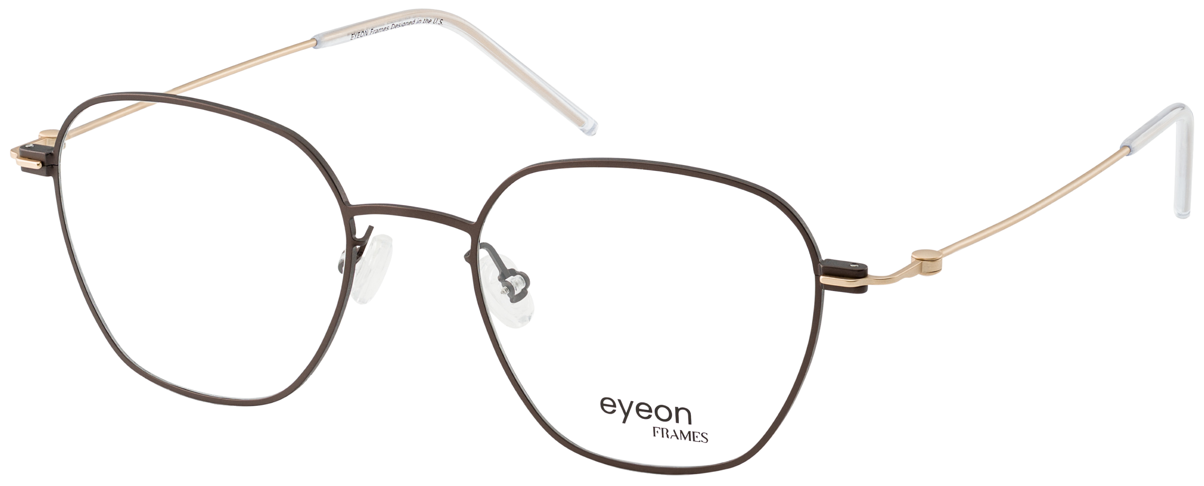 eyeon FRAMES wire frame, brown front with gold temples